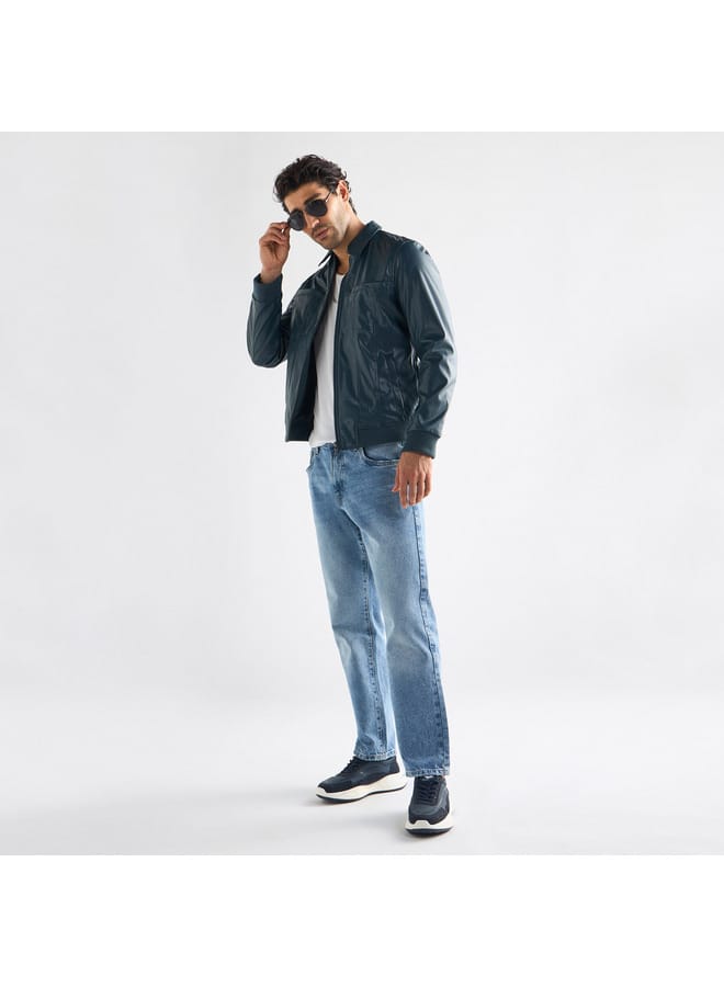 Splash FAV Solid Biker Jacket with Zip Closure and Pockets  - Image 2