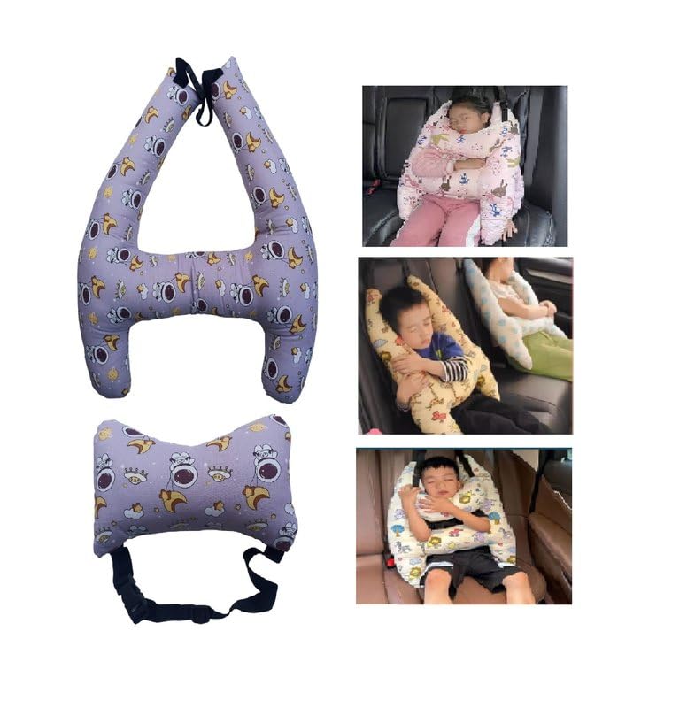 ZUKU Bda-Purple Kids Car Support Pillow 1+, Seatbelt & Body Supporter Pillow for Baby, Baby Car Seat belt + Body Supporter for Baby, Baby Rest Travelling Pillow, kids Sleeping Teddy bear Pillow Soft Toys - Image 4