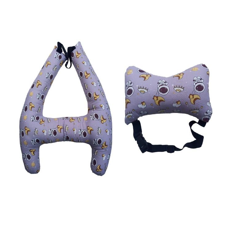 ZUKU Bda-Purple Kids Car Support Pillow 1+, Seatbelt & Body Supporter Pillow for Baby, Baby Car Seat belt + Body Supporter for Baby, Baby Rest Travelling Pillow, kids Sleeping Teddy bear Pillow Soft Toys - Image 5
