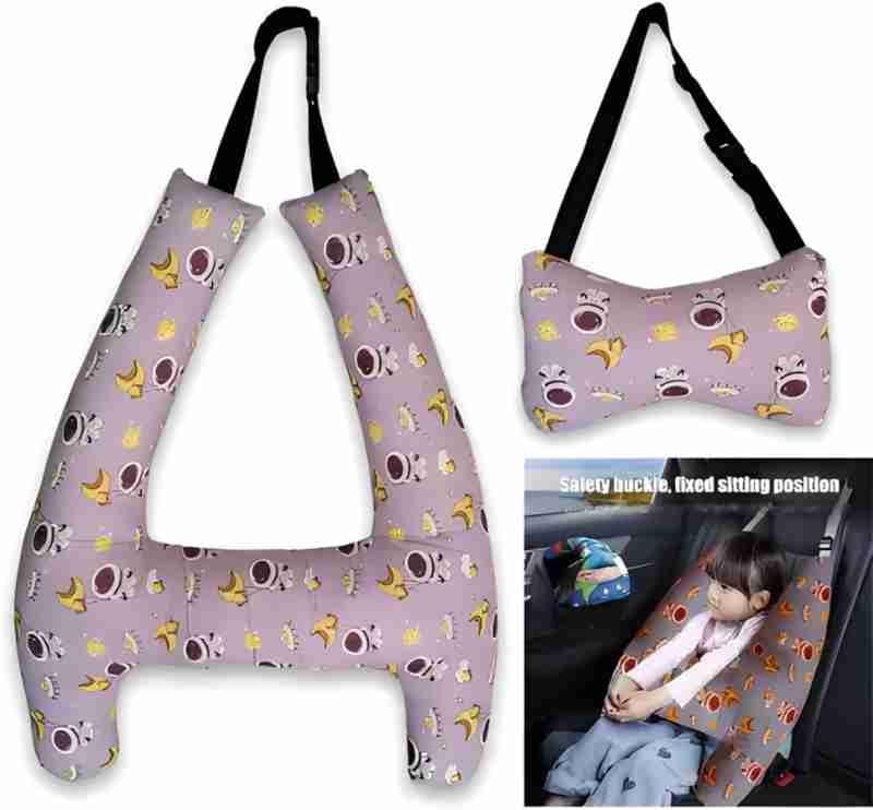 ZUKU Bda-Purple Kids Car Support Pillow 1+, Seatbelt & Body Supporter Pillow for Baby, Baby Car Seat belt + Body Supporter for Baby, Baby Rest Travelling Pillow, kids Sleeping Teddy bear Pillow Soft Toys - Image 2