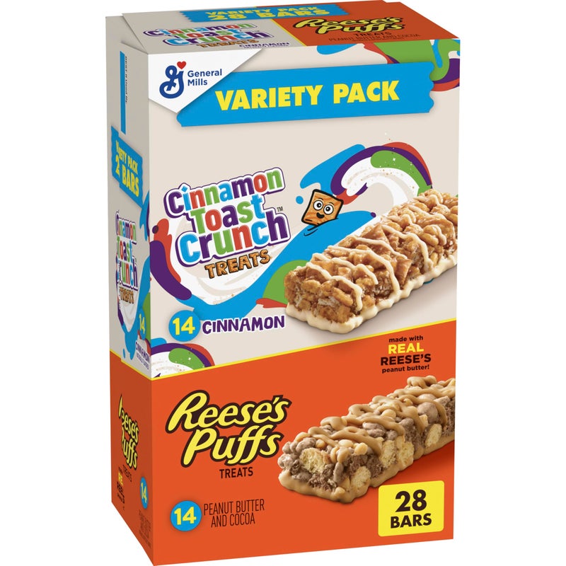 Cinnamon Toast Crunch and REESE'S Puffs Cereal Treat Bars Variety Pack, Snack Bars, 28 Ct, 23.8 oz - Image 1