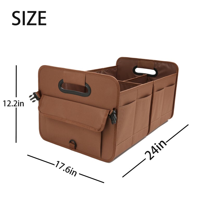 AOKJOY Car Trunk Organizer, Brown, Foldable, Non-slip, Adjustable, Multiple Compartments, 600D Oxford Cloth Material - Image 3