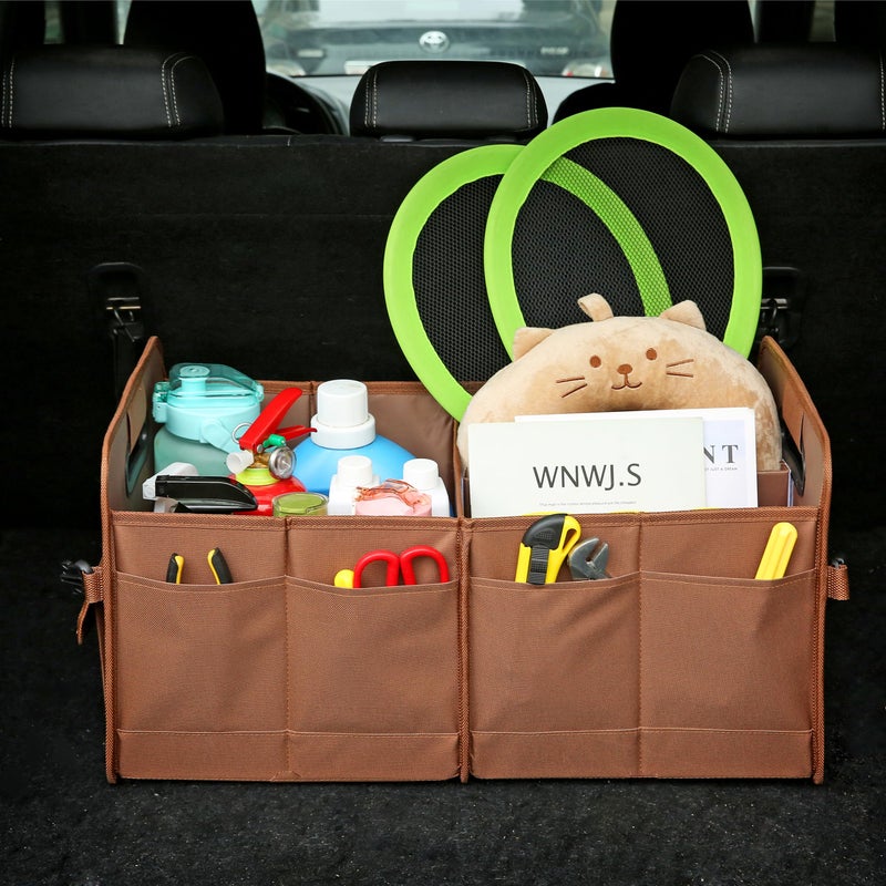 AOKJOY Car Trunk Organizer, Brown, Foldable, Non-slip, Adjustable, Multiple Compartments, 600D Oxford Cloth Material - Image 2