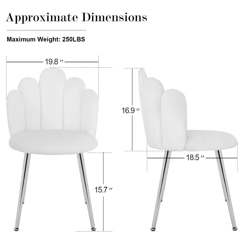 BOWTHY Vanity Chair for Makeup Room - Midcentury Modern Accent Chair for Living Room Bedroom, Velvet Chair with Back Support and Metal Legs (White) - Image 2