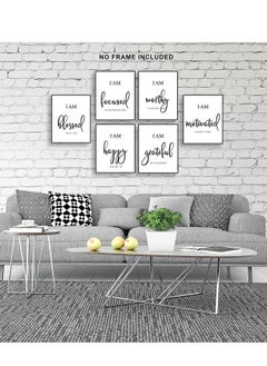 Y&D Draw Core, Wall Art - Motivational Office & Bedroom Decor Positive Quotes Sayings Daily Affirmations for Men, Women Kids Black White Poster Prints, Set of 6  - Image 3