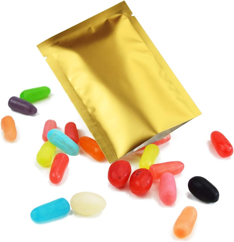 QQ Studio 100 PCS Metallic Mylar Foil Open Top Sealable Bags (9x13cm(3.5x5.1"), 100x Gold) - Image 4