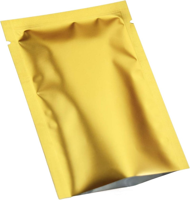 QQ Studio 100 PCS Metallic Mylar Foil Open Top Sealable Bags (9x13cm(3.5x5.1"), 100x Gold) - Image 1