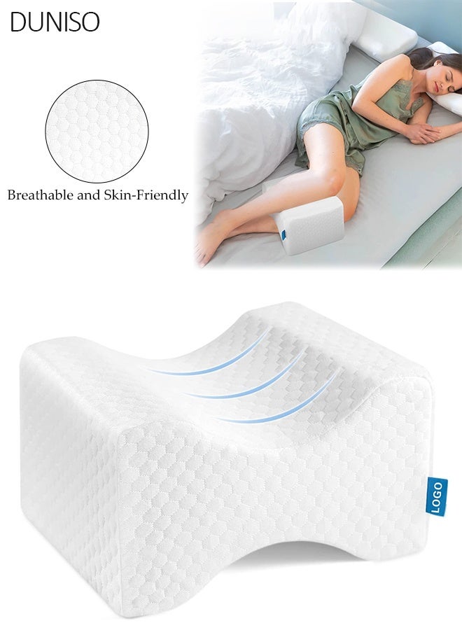 DUNISO Memory Foam Knee Pillow, Memory Foam Leg Support Pillow for Elevation, Sleeping Leg Pillows with Removable Washable Cover for Proper Spinal Alignment Pain Relieve, Promote Better Sleep  for Side Sleepers & Pregnant Women - Image 1