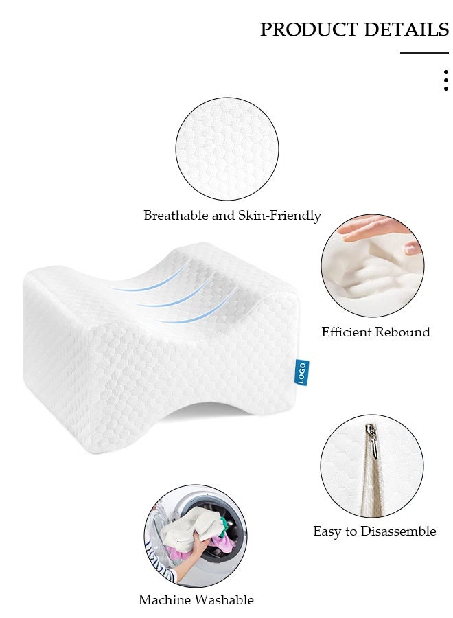 DUNISO Memory Foam Knee Pillow, Memory Foam Leg Support Pillow for Elevation, Sleeping Leg Pillows with Removable Washable Cover for Proper Spinal Alignment Pain Relieve, Promote Better Sleep  for Side Sleepers & Pregnant Women - Image 3