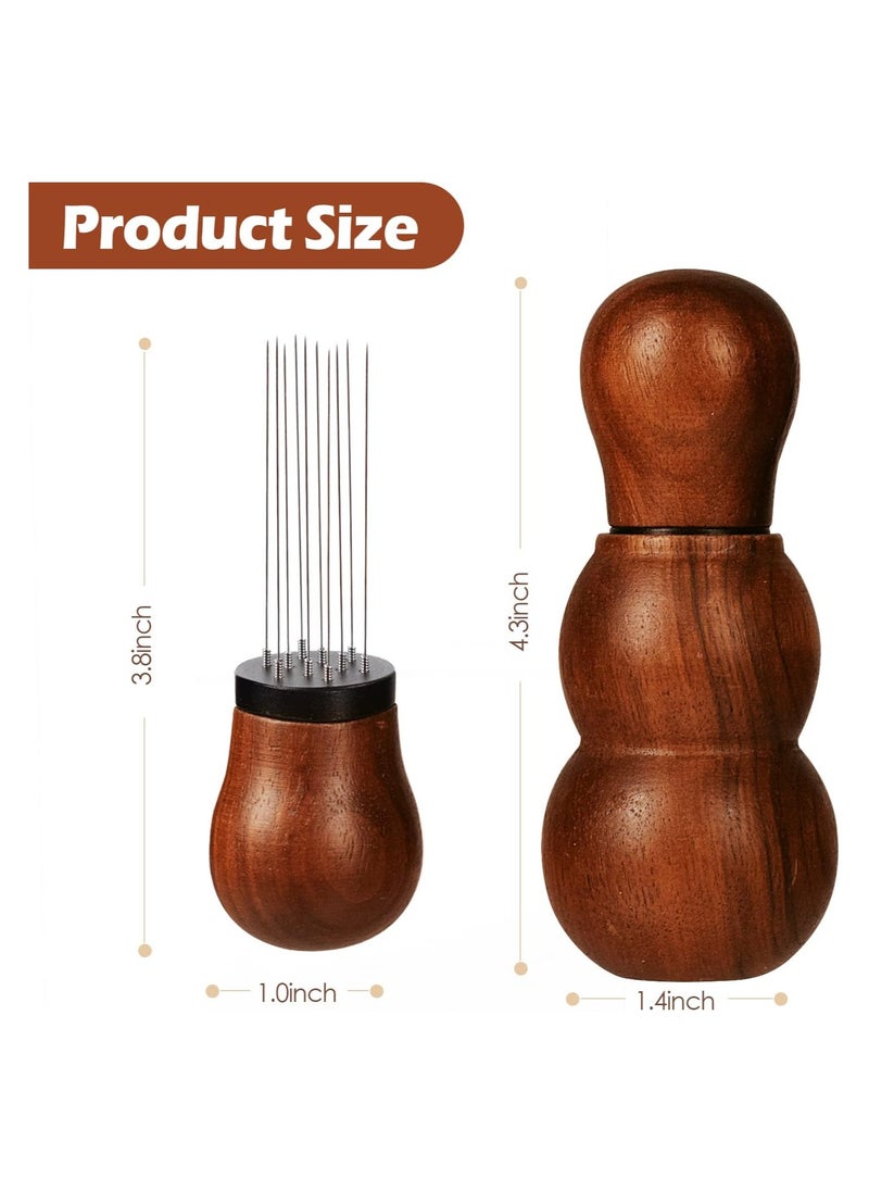 SYOSI - WDT Espresso Distribution Tool, Coffee Stirring Tool with Natural Wood Handle and Stand, 0.3mm 10 Thick Spring Needles Coffee Stirrer (Walnut) - Image 1