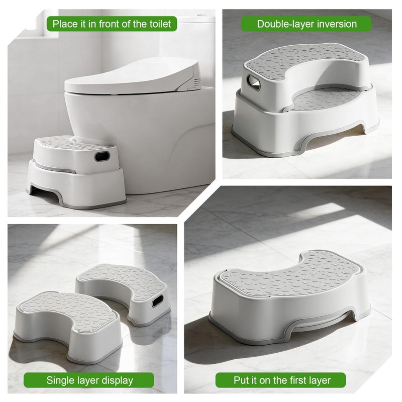 EmoH Squatting Stool for Adults - 16.7" Wide 2-in-1 Adjustable Poop Stool - Heavy Duty Non-Slip Toilet Stool for Better Posture & Bathroom Use,Potty Training - Image 5