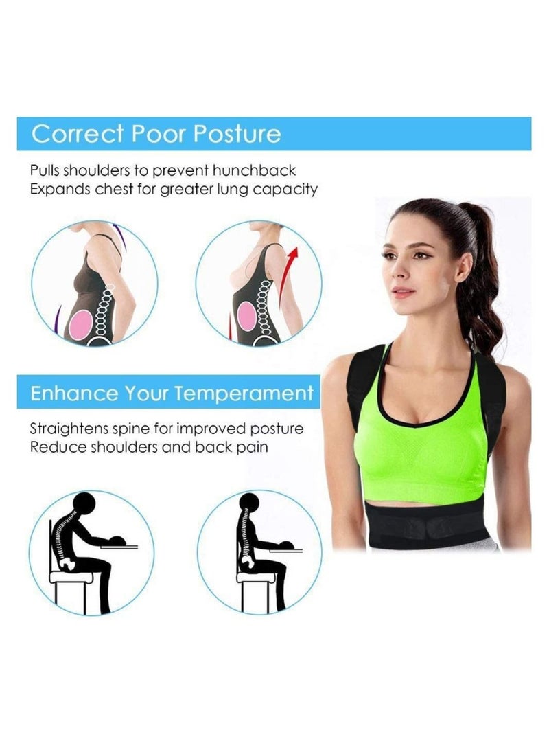 كابتن تيك Chest and Back Support Posture Corrector, Spine and Back Support Fully Adjustable and Comfortable, Back Support Straightener for Spine, Neck, Shoulders, Improve Posture and Pain Relief (Black, Large) - Image 4