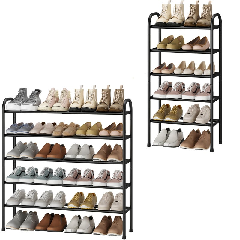 STO STO Expandable Shoe Rack, 5-Tier Metal Shoe Rack for Closet, Up to 24 Pairs Adjustable Shoe Rack Storage for Front Door Entrance, Free Standing Shoe Rack Organizer for Entryway, Black - Image 1