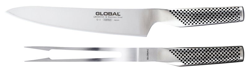 Global Classic 2 Piece Carving Set, 8 1/4 inch Carving Knife, 6 inch Carving Fork, Lightweight Japanese Stainless Steel, Made in Japan, G-313 - Image 4
