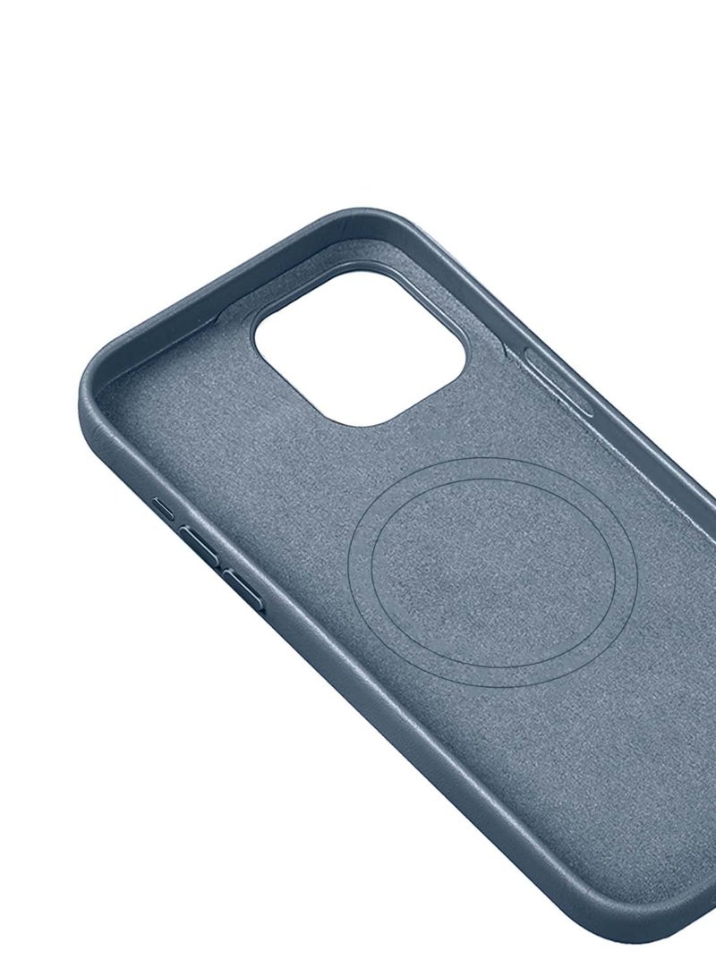 Wtech Apple iPhone 16 Pro Max 2024 Luxury Leather Magnetic Wireless Charging Case Original MagSafe Shockproof Case Cover - Strom Blue - Image 5