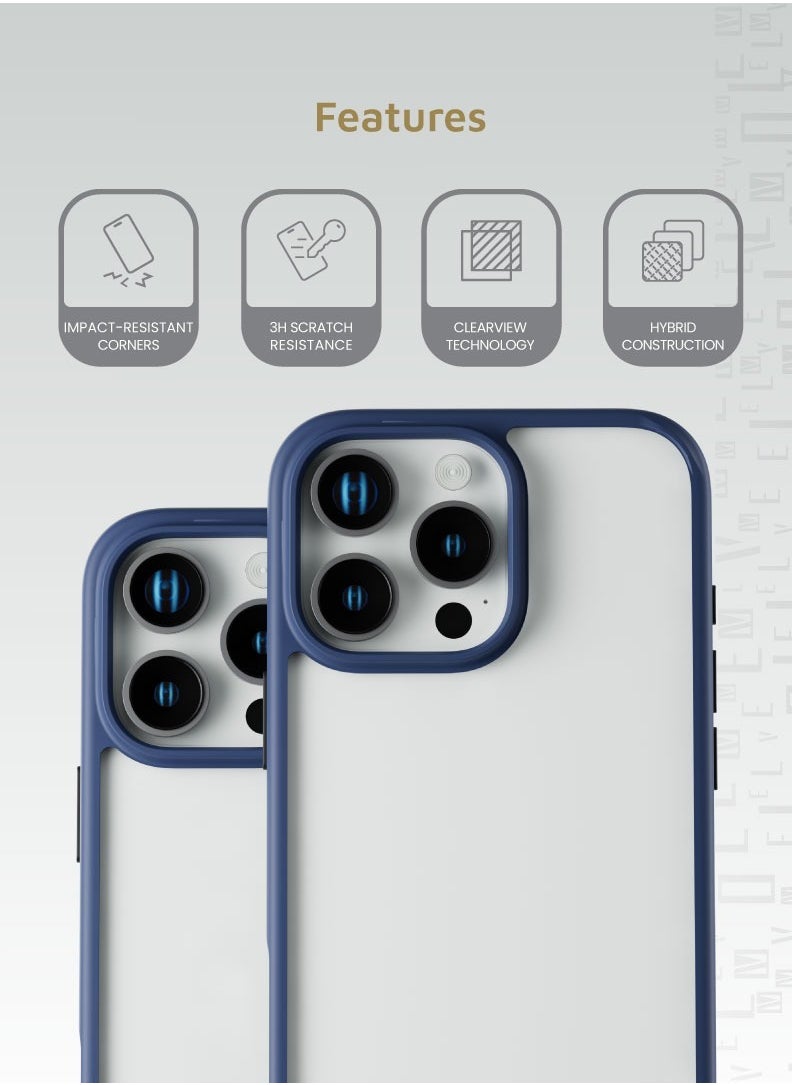 LEVELO - iPhone 16 Pro Case Solo / Scratch Resistance / Impact Resistance / Clear View Technology / Hybrid Construction- Blue - Image 1