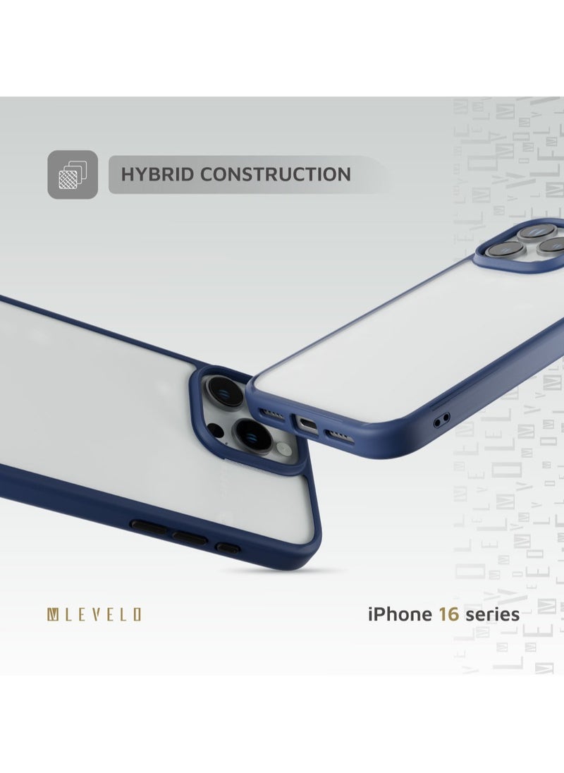LEVELO - iPhone 16 Pro Case Solo / Scratch Resistance / Impact Resistance / Clear View Technology / Hybrid Construction- Blue - Image 1