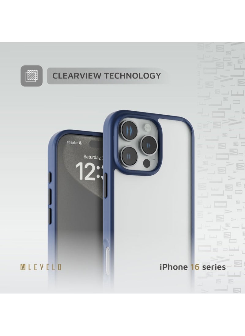 LEVELO - iPhone 16 Pro Case Solo / Scratch Resistance / Impact Resistance / Clear View Technology / Hybrid Construction- Blue - Image 1