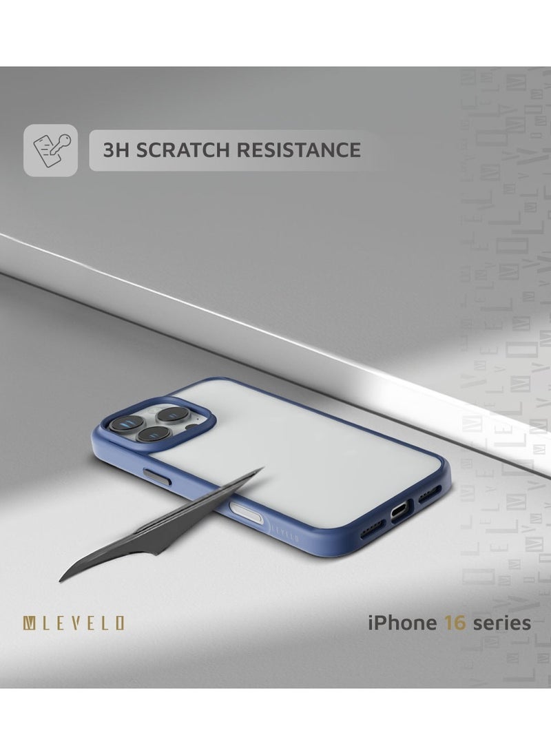 LEVELO - iPhone 16 Pro Case Solo / Scratch Resistance / Impact Resistance / Clear View Technology / Hybrid Construction- Blue - Image 1