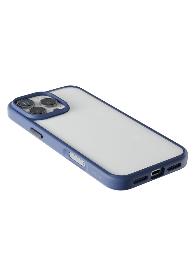 LEVELO - iPhone 16 Pro Case Solo / Scratch Resistance / Impact Resistance / Clear View Technology / Hybrid Construction- Blue - Image 1
