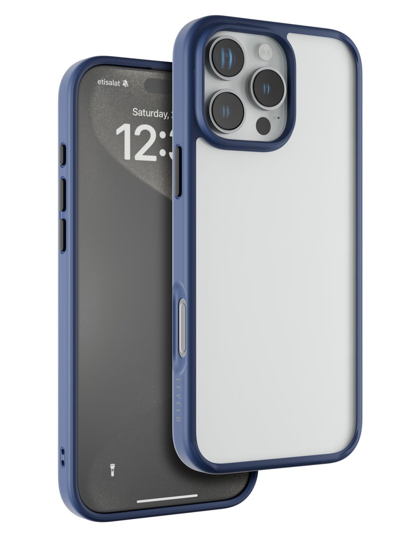 LEVELO - iPhone 16 Pro Case Solo / Scratch Resistance / Impact Resistance / Clear View Technology / Hybrid Construction- Blue - Image 1