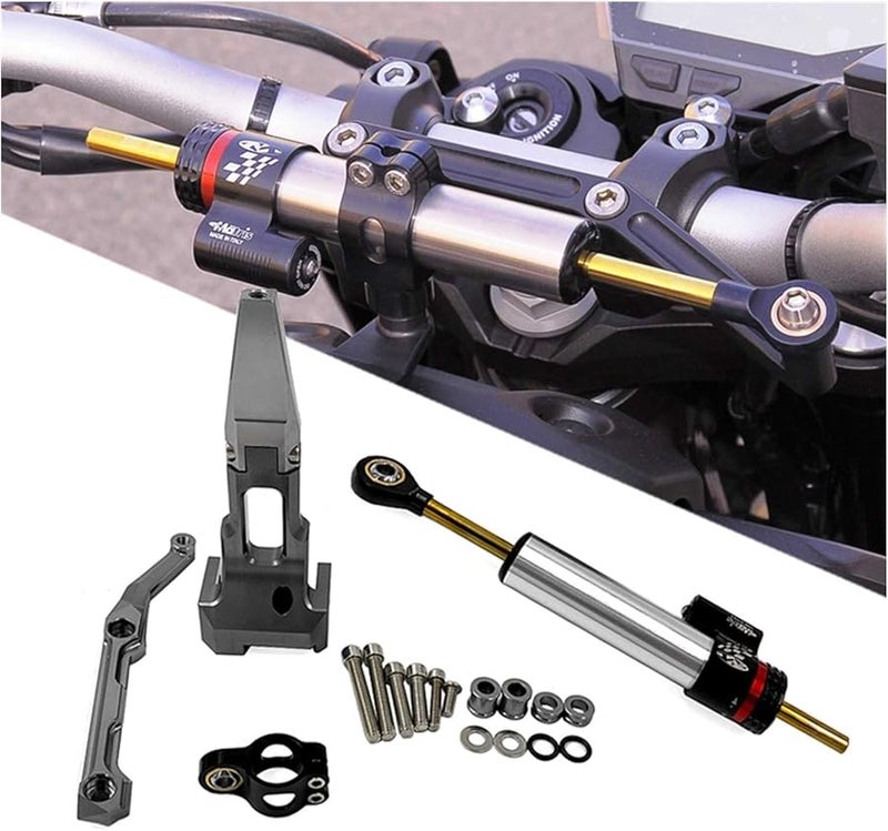 مجموعة مثبت مخمد توجيه الدراجة النارية مع قوس التركيب لـ Yamaha MT 09 Tracer باللون الأسود - Image 3