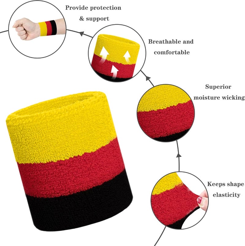 IMAGERIO 8 Pack Wrist Sweatbands Tennis Wrist Bands Absorbent Sweat Band for Men and Women, Breathable Cotton Sweatbands for Working Out, Football, Basketball, Running Athletic Sports - Image 4