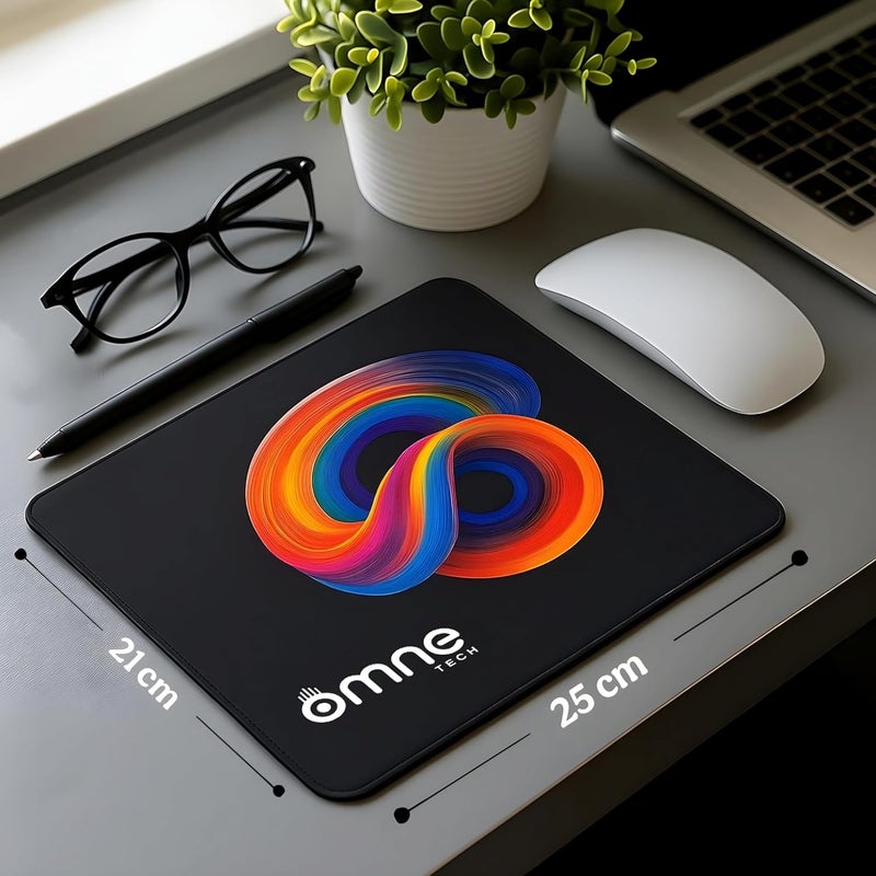 omne TECH Mousepad for Desk | Smooth Waterproof Surface, Anti-Slip Rubber Base, Durable & Comfortable Mouse Pad for Office, Laptop & Computer (Multicolour) (Abstract Design) - Image 2