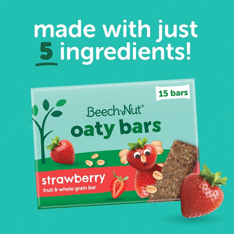 Beech-Nut Toddler Snacks Oaty Bars Granola Bars for Babies & Toddlers, Fruit & Whole Grain Strawberry Snack Bar, Gluten Free Toddler Snack, 6 Boxes (30 Individually Wrapped Bars) - Image 3