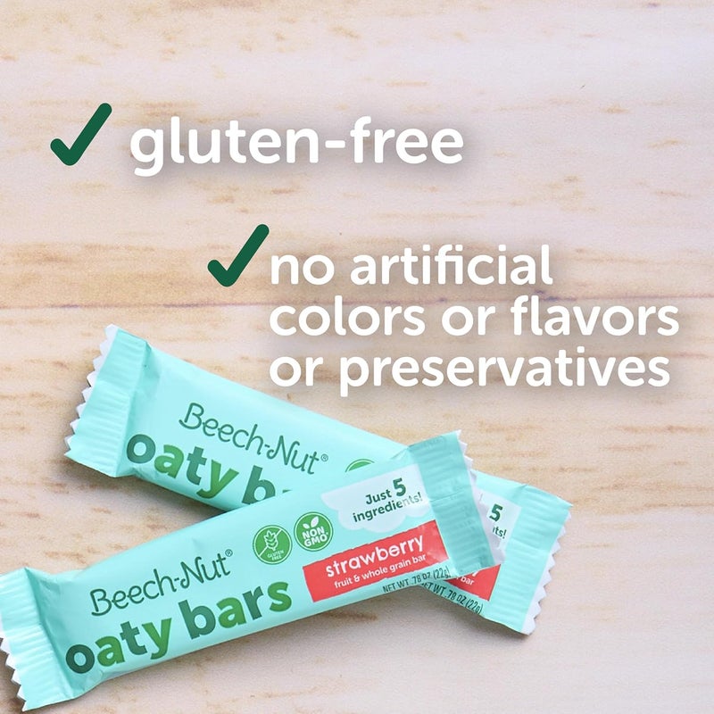 Beech-Nut Toddler Snacks Oaty Bars Granola Bars for Babies & Toddlers, Fruit & Whole Grain Strawberry Snack Bar, Gluten Free Toddler Snack, 6 Boxes (30 Individually Wrapped Bars) - Image 4