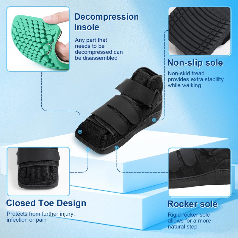 Estinko Closed Post Op Shoe  Post Op Shoes  Fracture Medical Walking Shoes For Male And Female-Post Surgery Or Operation Foot Support  Broken Foot Or Toe  With Pegassist Insole (S  1 Pc) - Image 3