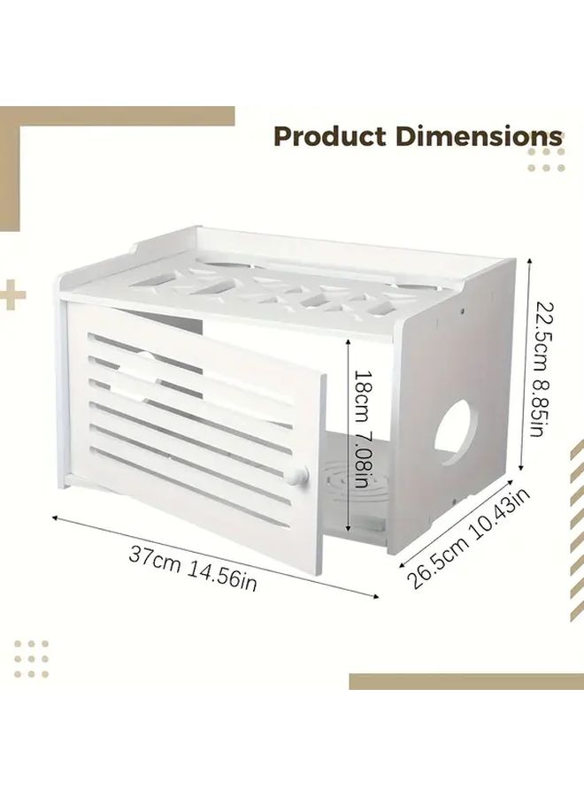 All In One Wifi Router and Cable Management Box Large White Gray Network Device Enclosure with Power Strip Like Organizer Vertical And Horizontal Router Placement for Modem Switch PSUs Office 1pc - Image 2