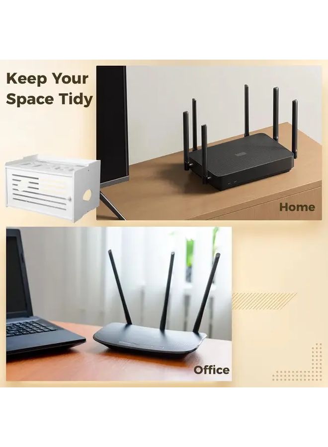 All In One Wifi Router and Cable Management Box Large White Gray Network Device Enclosure with Power Strip Like Organizer Vertical And Horizontal Router Placement for Modem Switch PSUs Office 1pc - Image 5