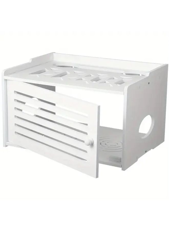 All In One Wifi Router and Cable Management Box Large White Gray Network Device Enclosure with Power Strip Like Organizer Vertical And Horizontal Router Placement for Modem Switch PSUs Office 1pc - Image 4