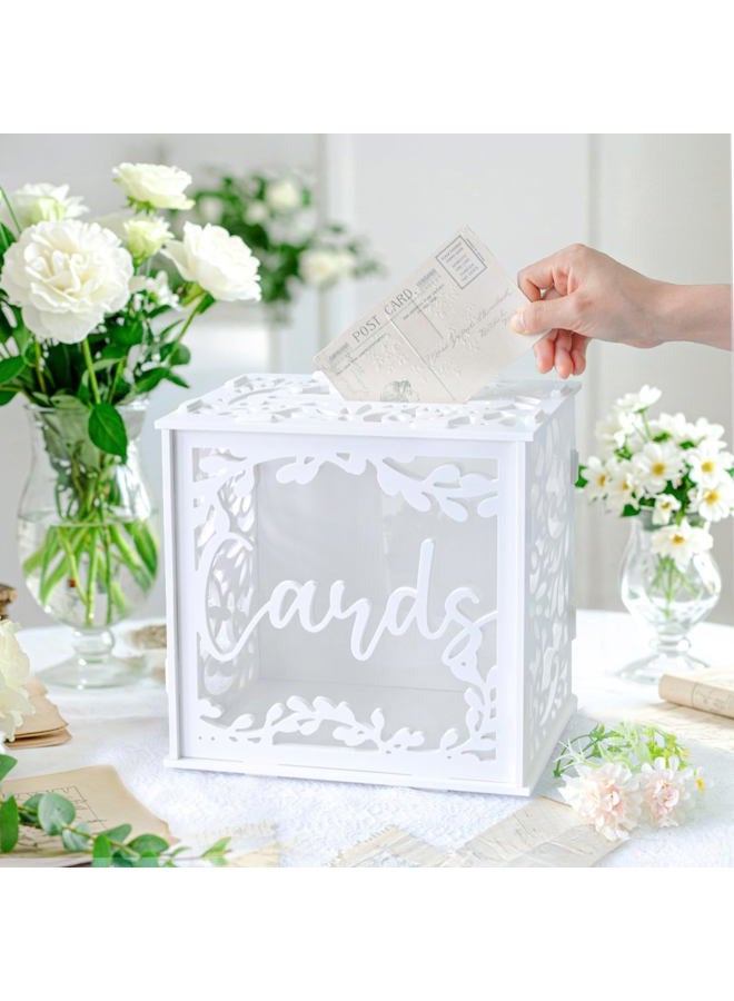 OurWarm White Wedding Card Box with Acrylic Windows, PVC Gift Card Box for Wedding Reception Decorations, Money Gift Honeymoon Fund Boxes for Party Reception Anniversary Bridal Baby Shower Decorations - Image 5