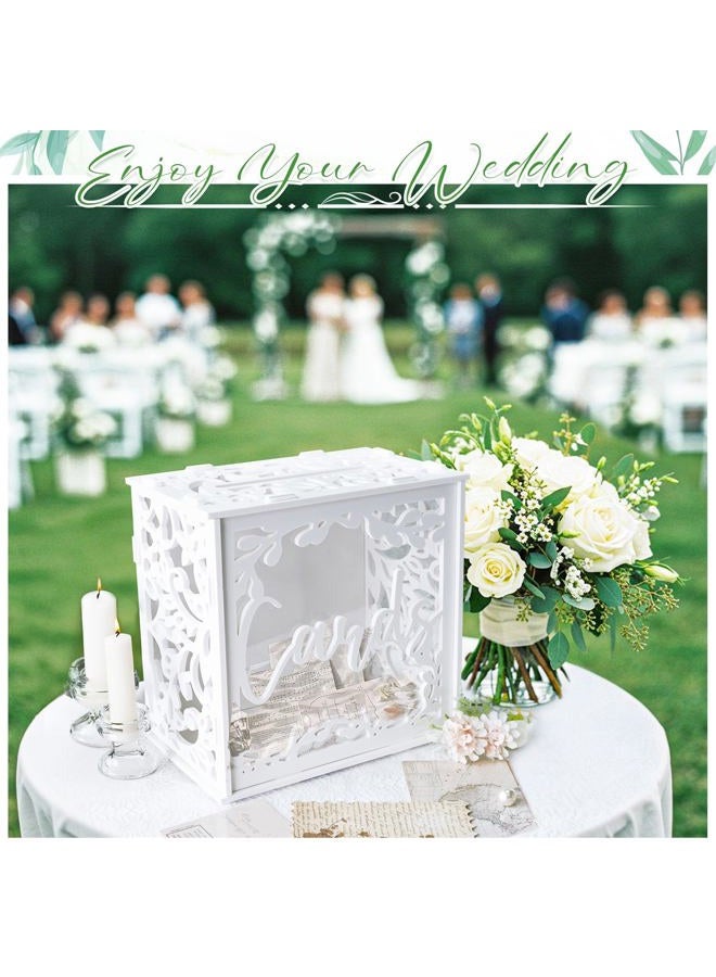 OurWarm White Wedding Card Box with Acrylic Windows, PVC Gift Card Box for Wedding Reception Decorations, Money Gift Honeymoon Fund Boxes for Party Reception Anniversary Bridal Baby Shower Decorations - Image 3
