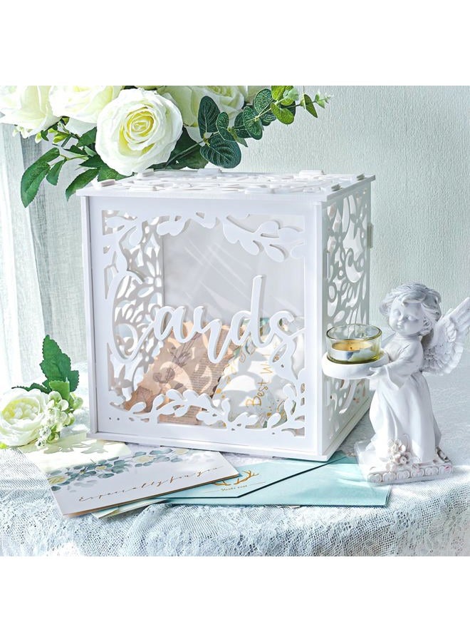 OurWarm White Wedding Card Box with Acrylic Windows, PVC Gift Card Box for Wedding Reception Decorations, Money Gift Honeymoon Fund Boxes for Party Reception Anniversary Bridal Baby Shower Decorations - Image 1
