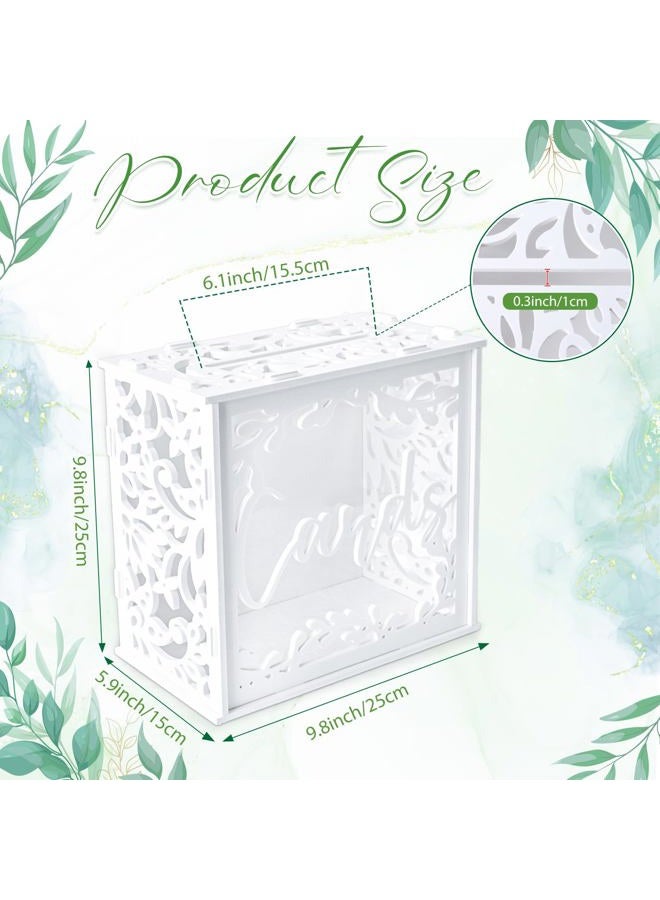 OurWarm White Wedding Card Box with Acrylic Windows, PVC Gift Card Box for Wedding Reception Decorations, Money Gift Honeymoon Fund Boxes for Party Reception Anniversary Bridal Baby Shower Decorations - Image 2