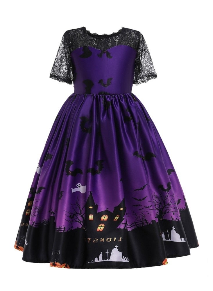 D'Daniela Halloween Printed Long Dress - Purple - Image 1