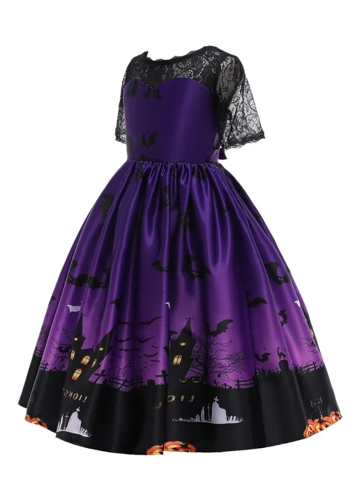 D'Daniela Halloween Printed Long Dress - Purple