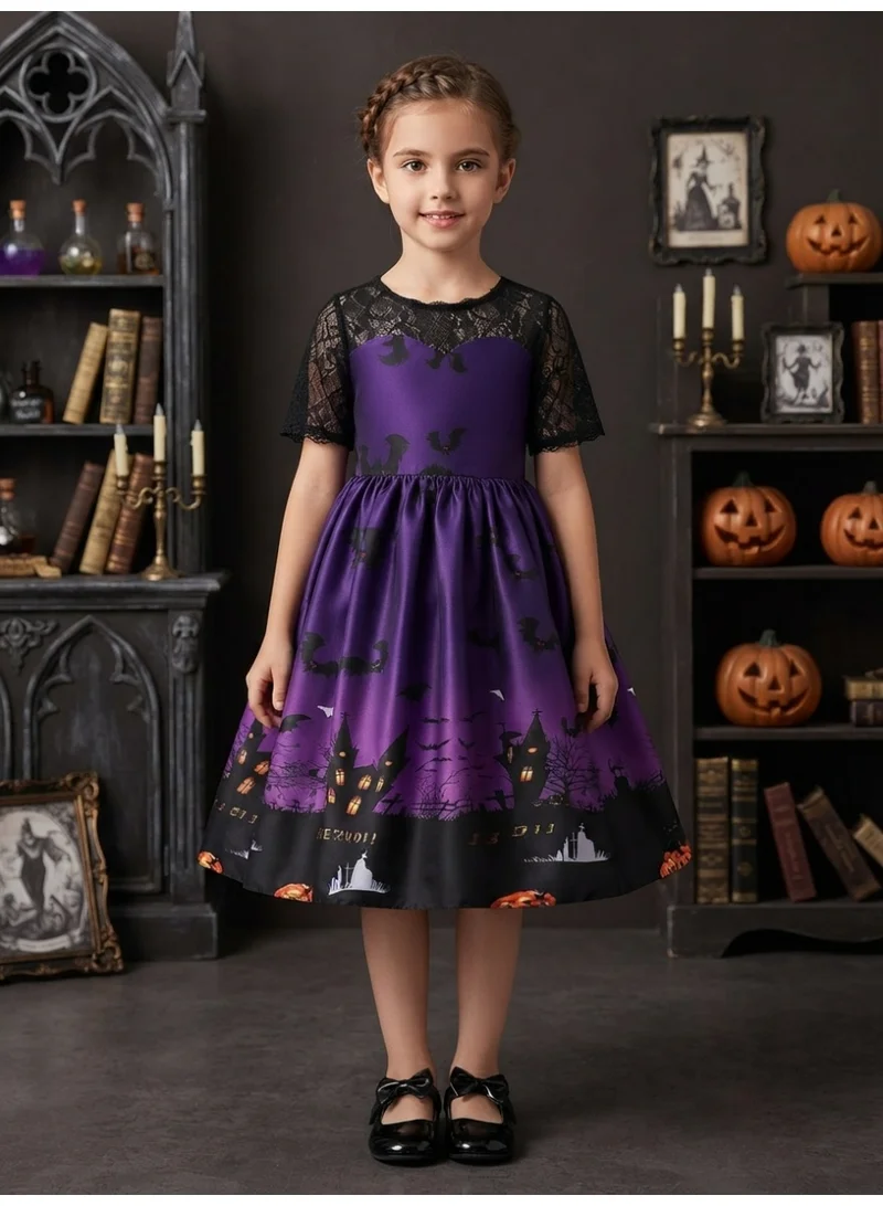 D'daniela Halloween Printed Long Dress - Purple