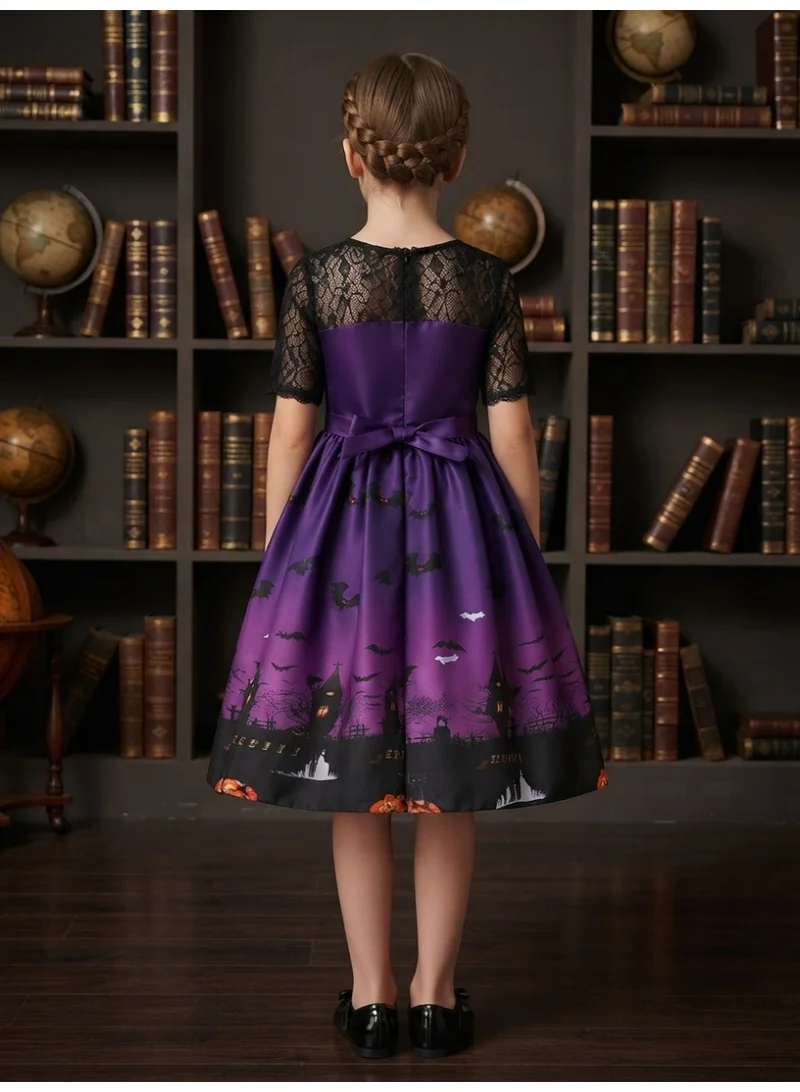 D'daniela Halloween Printed Long Dress - Purple