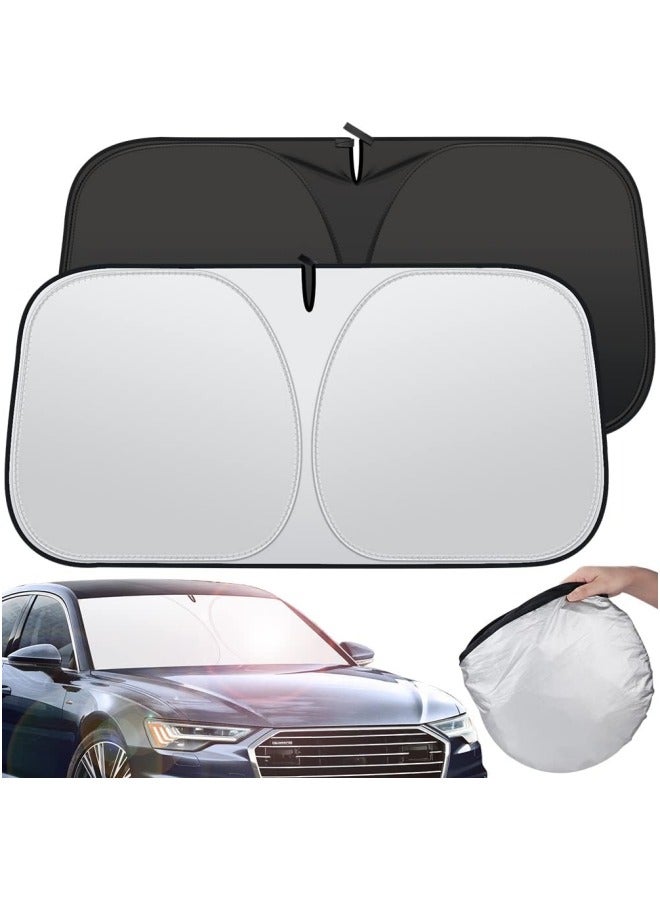 SUPER SO Foldable Car Windshield Sunshade with Storage Pouch, Front Windshield Reflective Sunshade, Car Window Sunshade for Sun Heat Protection and Block UV Rays, Keep Vehicle Cooler - Image 1