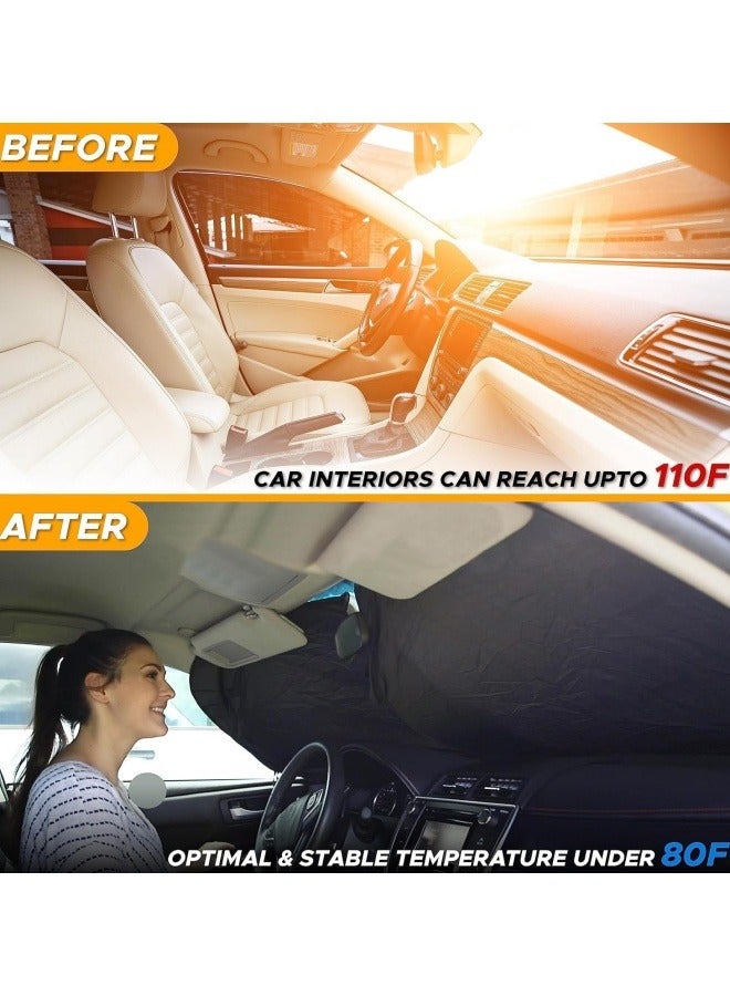 SUPER SO Foldable Car Windshield Sunshade with Storage Pouch, Front Windshield Reflective Sunshade, Car Window Sunshade for Sun Heat Protection and Block UV Rays, Keep Vehicle Cooler - Image 2