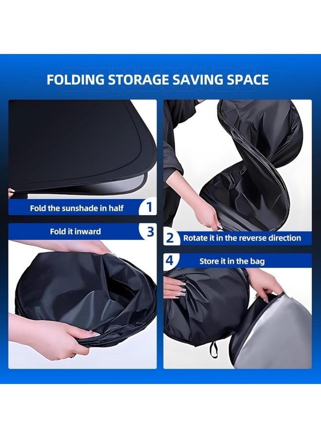 SUPER SO Foldable Car Windshield Sunshade with Storage Pouch, Front Windshield Reflective Sunshade, Car Window Sunshade for Sun Heat Protection and Block UV Rays, Keep Vehicle Cooler - Image 5