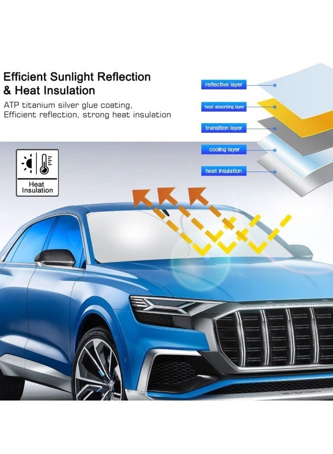 SUPER SO Foldable Car Windshield Sunshade with Storage Pouch, Front Windshield Reflective Sunshade, Car Window Sunshade for Sun Heat Protection and Block UV Rays, Keep Vehicle Cooler - Image 4