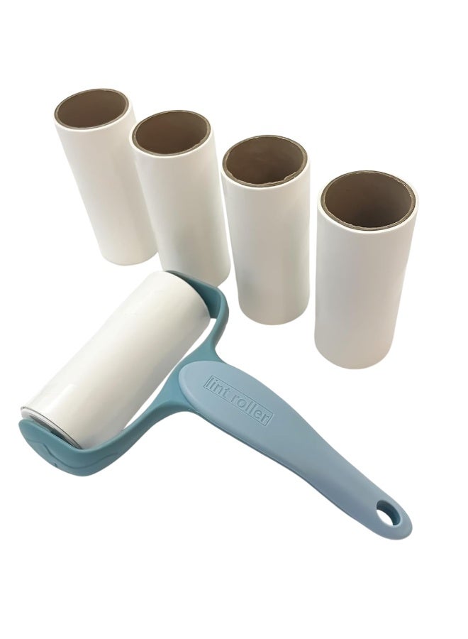 Extra Sticky Lint Roller Set with Ergonomic Handle and 4 Large Refills – Powerful Pet Hair Remover for Clothes, Furniture, Carpets, Bedding, Car Seats & Home Cleaning – Strong Adhesive Sheets for Dust, Lint & Debris - Image 1