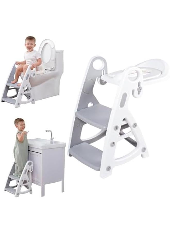 HOOKOR Potty Training Seat & Toddler Step Stool, Ultimate Stability Toddler Toilet Seat, Adjustable Step & Seat Height Potty Seats for Toddlers Boys Girls - Image 2