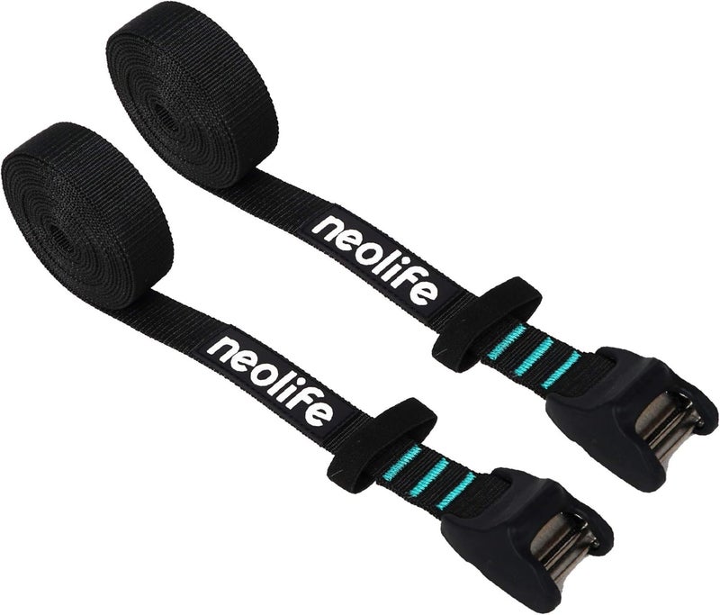 WONITAGO Premium 'No Scratch' Silicon Tie Down Cam Straps for Surfboards, Kayaks, SUP Paddleboards, Canoes, Snowboards 9/12/15 Ft (Pair) - Image 1