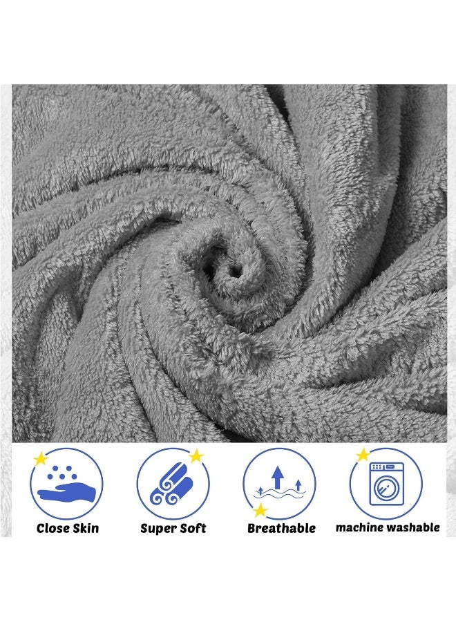 Reginary 4 Pack Baby Hooded Towels Coral Fleece Baby Bath Towels 30 x 30 Inch Soft Absorbent Hooded Bath Blanket for Newborn Toddler Infant Boy Girl Shower Gift Supplies (Gray) - Image 3
